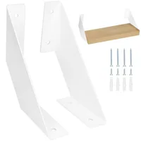 QWORK 2 Pack White Shelf Brackets - Heavy Duty Solid Iron Wall Shelf