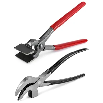 QWORK Flat Leather Press Pliers and Cobbler Plier Pincers