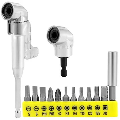 QWORK Set of 2 105° Allen Wrench Attachment Adapter Long + Short 1/4