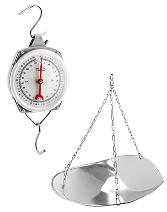 QWORK 110 lbs Large Display Spring Dial Weight Scale & Scale Scoop/Chain