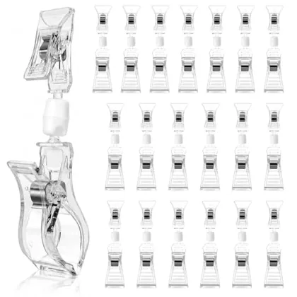 QWORK 20 Pack Double Sided Sign Clips 4.4 in Swivel Pop Display Holders