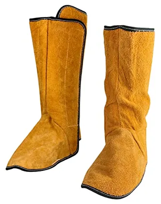 QWORK Fireproof Shoe Leg Cover Leather for Welding Welder Work Boot