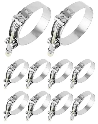 QWORK 2.5 in T-Bolt Hose Clamp Stainless Steel