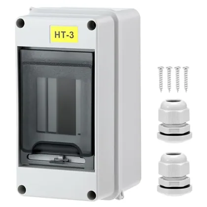 QWORK 3 Way Circuit Breaker Box with DIN Rail