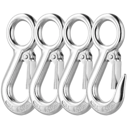 QWORK 304 Stainless Steel Safety Snap Hooks with Fast Eye