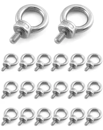 QWORK 20 Pack Stainless Steel M6 x 12mm Shoulder Lifting Ring Eye Bolt
