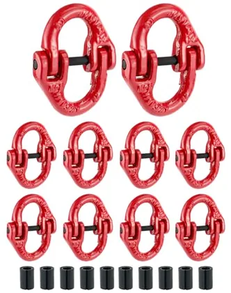QWORK 10 Pcs Red Painted G80 Alloy Steel Connecting Link
