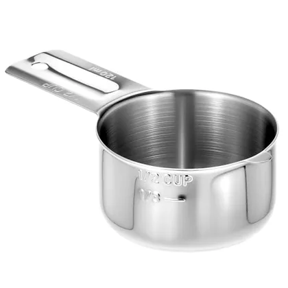 QWORK 1/2 Cup Measuring Cup 120ml Stainless Steel Single Measure Scoop