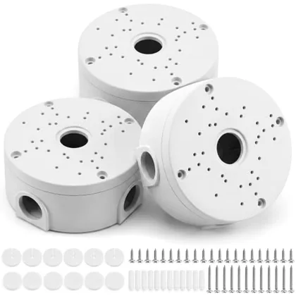QWORK 3 Pcs Universal Security Camera Junction Box 4.72 in Round Mount