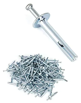 QWORK Hammer Drive Nail-in Anchors 1/4 in x 1-1/2 in 100 Pack Drive