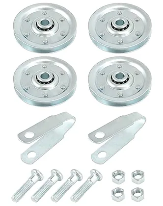QWORK 4 Pack 3 in Heavy Duty Garage Door Pulley Kits